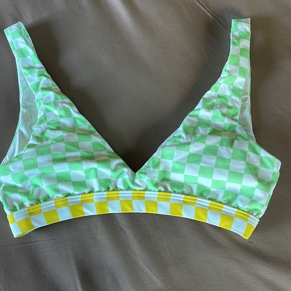 Dippin Daisy’s Green/ Yellow Women’s Size Small Checkered Swimsuit 2 Piece - Picture 3 of 5